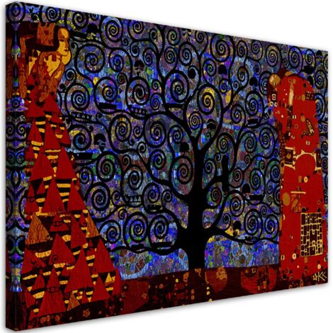 Tableau sur toile Abstraction de l'arbre de vie bleu 90x60