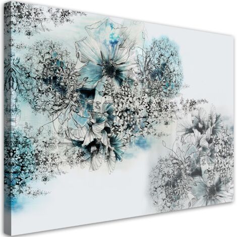 Tableau sur toile Abstraction des fleurs bleues 90x60
