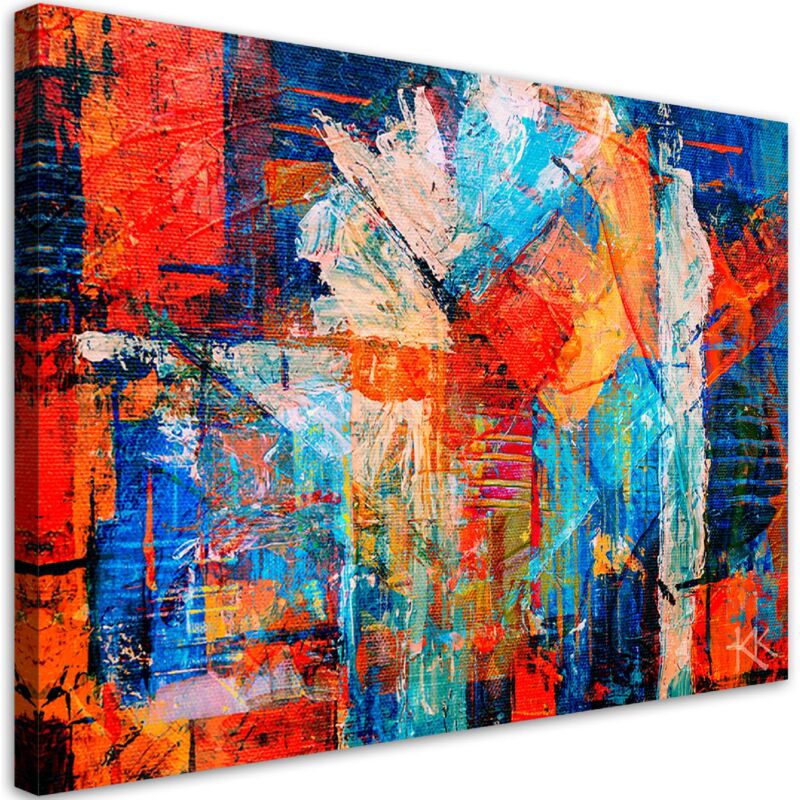 Tableau sur toile, Abstraction orange, peint à la main - 60x40