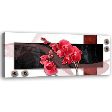 Tableau sur toile Abstraction orchidée rouge 90x30