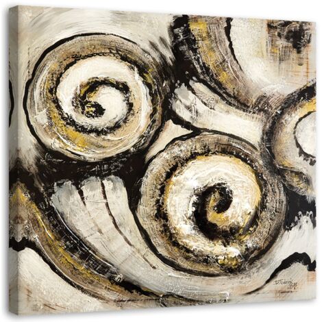 Tableau sur toile Abstraction Spirale Beige 60x60