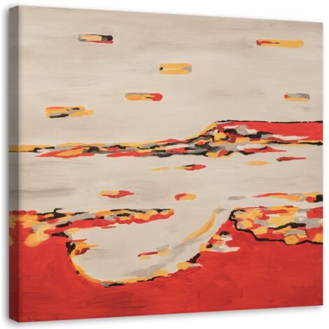 Tableau sur toile Abstrait Beige Rouge 50x50