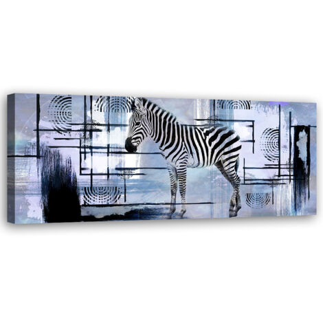 Tableau sur toile Abstrait bleu zébré 90x30