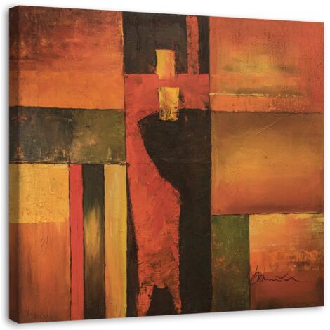 Tableau sur toile Abstrait Orange Marron 60x60