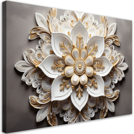 Tableau sur toile AI pour mur - Fleur blanche 3d 100x70