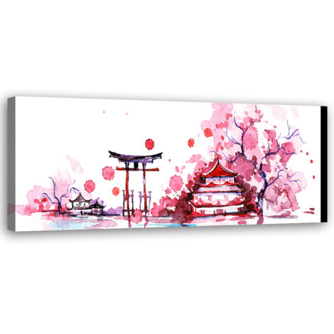 Tableau sur toile Aquarelle d'un paysage japonais 90x30