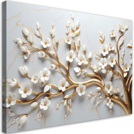Tableau sur toile Arbre à feuilles d'or 3D 100x70