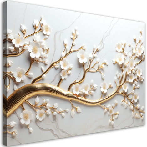 Tableau sur toile Arbre à feuilles d'or 3D 60x40