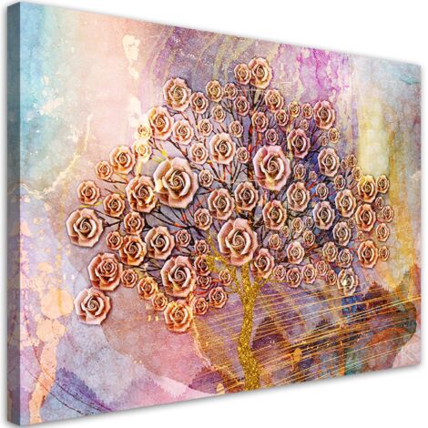 Tableau sur toile Arbre de vie de fleurs 90x60