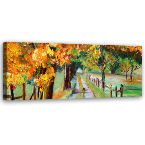 Tableau sur toile Arbres peints en automne 90x30
