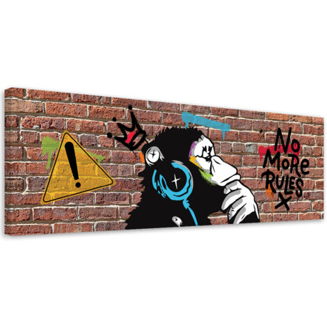 Tableau sur toile Banksy DJ Monkey 90x30