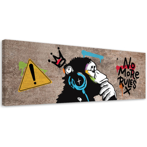 Tableau sur toile Banksy DJ Monkey 90x30