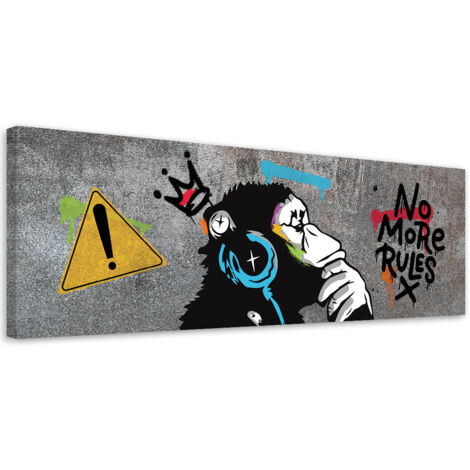 Tableau sur toile Banksy DJ Monkey 90x30