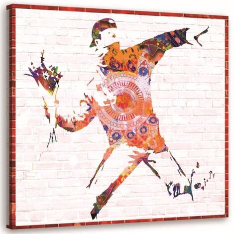 Tableau sur toile Banksy Street Art Fleurs 50x50