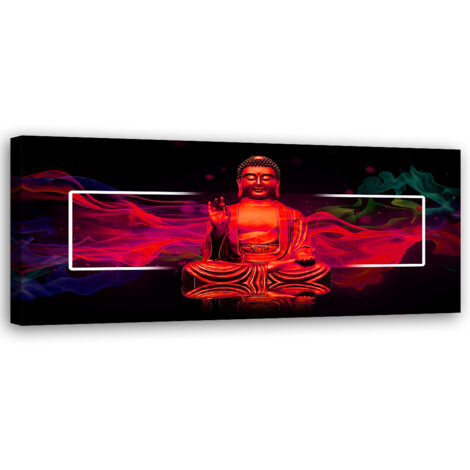 Tableau sur toile Bouddha abstrait rouge 90x30