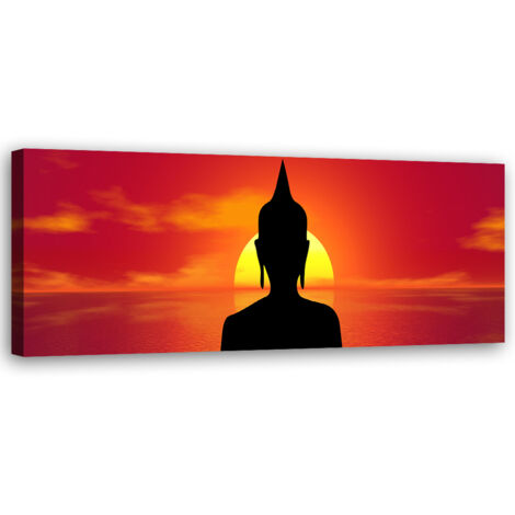 Tableau sur toile Bouddha au coucher du soleil 90x30