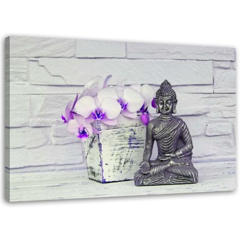 Tableau sur toile Bouddha et fleurs 60x40