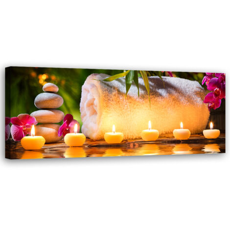Tableau sur toile Bougie en pierre 90x30