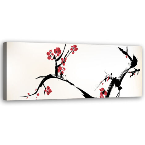 Tableau sur toile Branche de cerisier en fleur 90x30