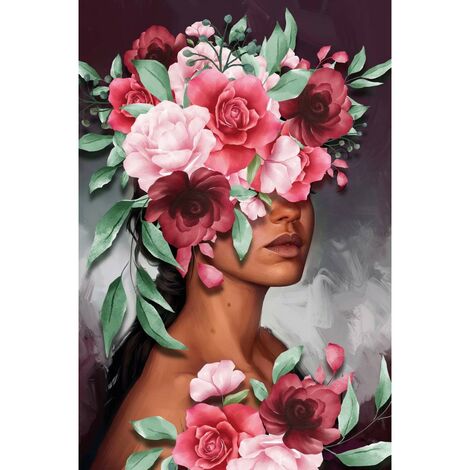 Tableau sur toile buste de fleurs 30x45 cm - Impression sur Toile Murale Décorative - Image imprimée en HD sur Toile - Toile sur Châssis en Bois FSC - Fabriqué en France