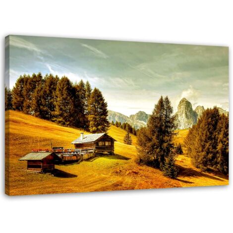 Tableau sur toile Cabane dans les montagnes 60x40