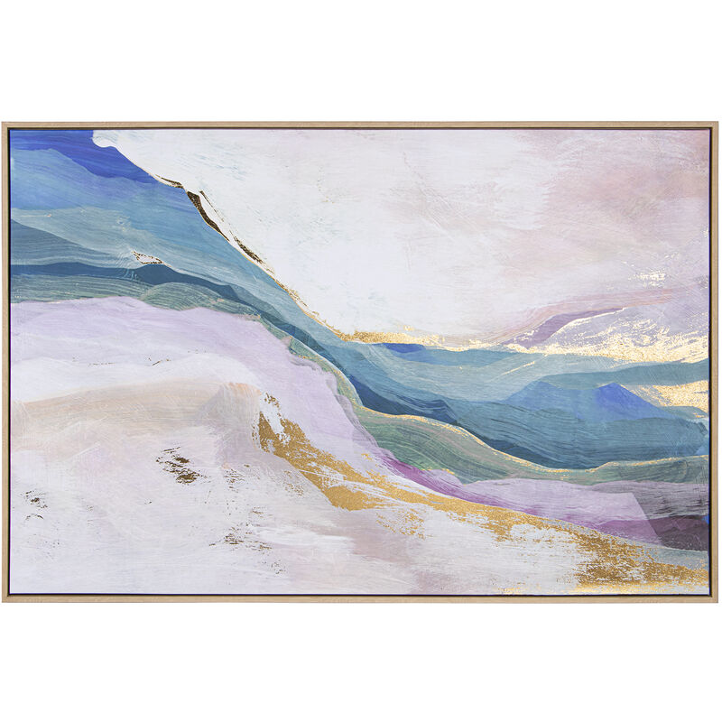 Tableau sur toile cadre bois naturel 80X120 Cm paysage abstrait Ext:82.6X4.3X122.6 Cm