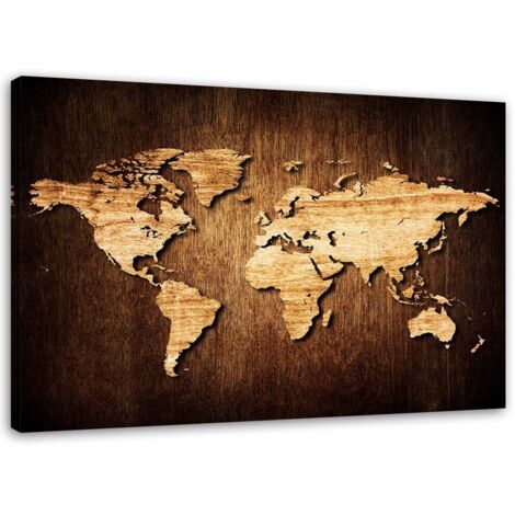 Tableau sur toile Carte du monde en bois 60x40