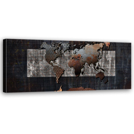 Tableau sur toile Carte du monde rétro 90x30