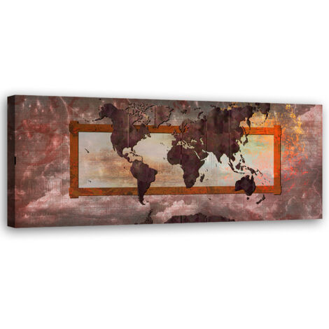 Tableau sur toile Carte du monde vintage 90x30