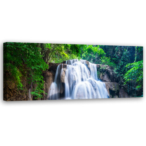 Tableau sur toile Cascade nature verte 90x30
