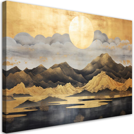Tableau sur toile Chambre à coucher - Paysage de montagnes dorées 90x60