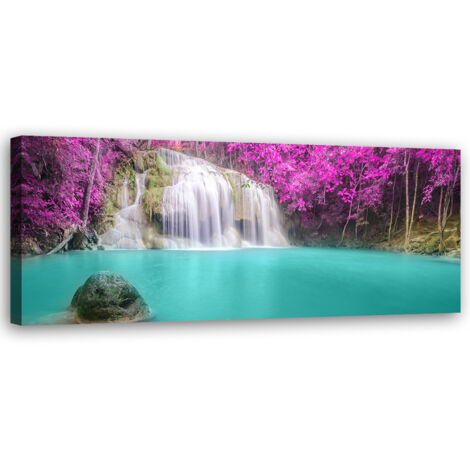 Tableau sur toile Chute d'eau nature violette 90x30