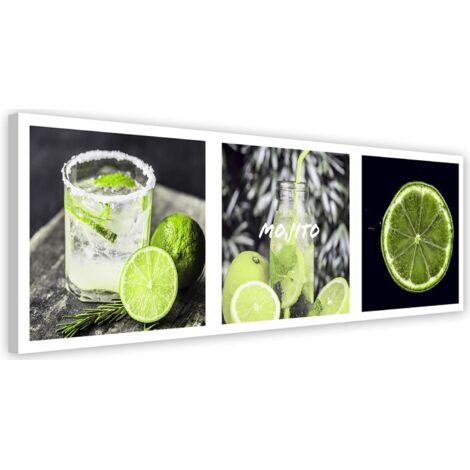 Tableau sur toile Citrons verts en vert 90x30