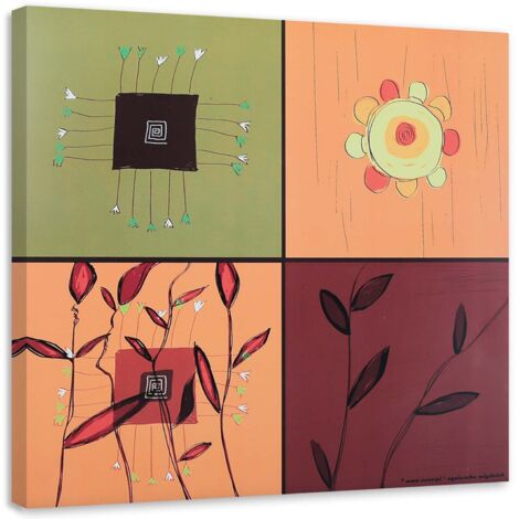 Tableau sur toile Collage Fleurs Abstraites 40x40