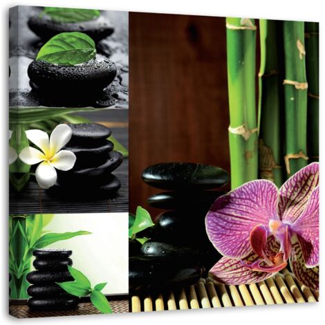Tableau sur toile Collage Spa Zen Fleurs 40x40
