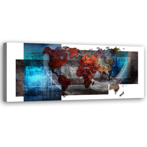 Tableau sur toile Composition d'une carte du monde 90x30