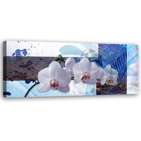 Tableau sur toile Composition d'une orchidée bleue 90x30