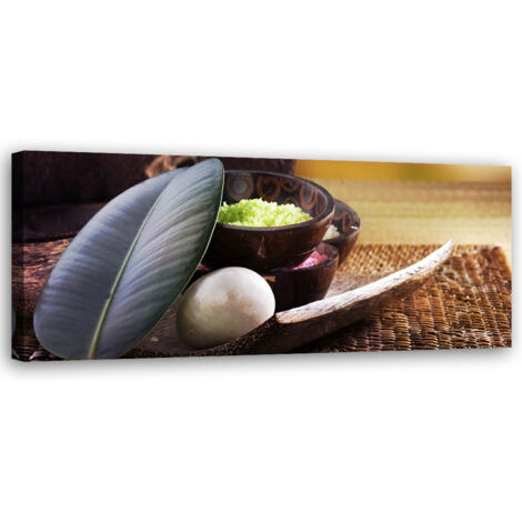 Tableau sur toile Composition zen avec feuille 90x30