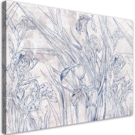 Tableau sur toile Contours bleus de fleurs 60x40