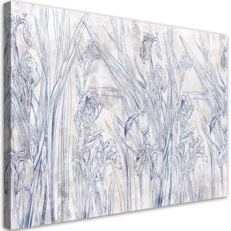 Tableau sur toile Contours bleus de fleurs 90x60