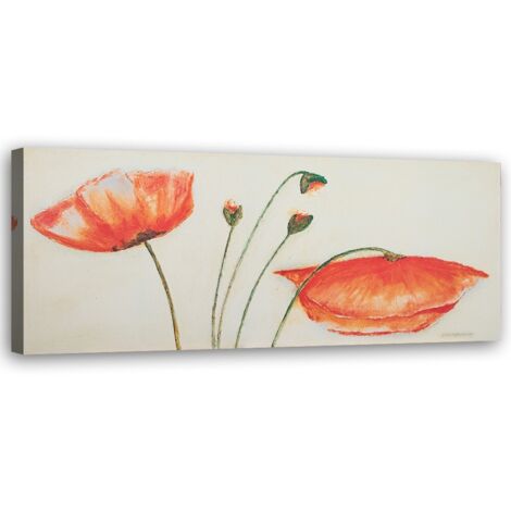 Tableau sur toile Coquelicots rouges 90x30