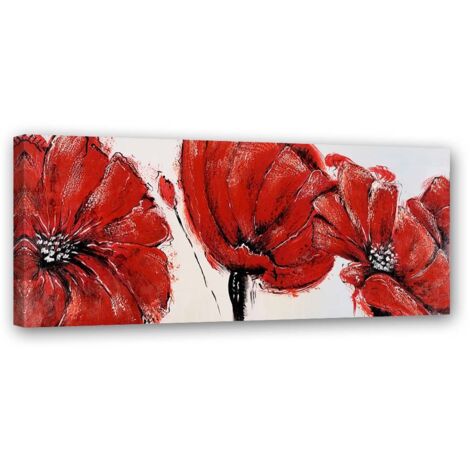 Tableau sur toile Coquelicots rouges comme peints 90x30