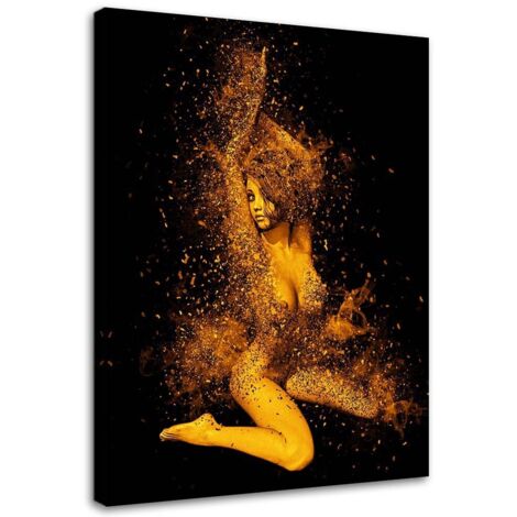 Tableau sur toile Corps de femme nue en poussière d'or 40x60