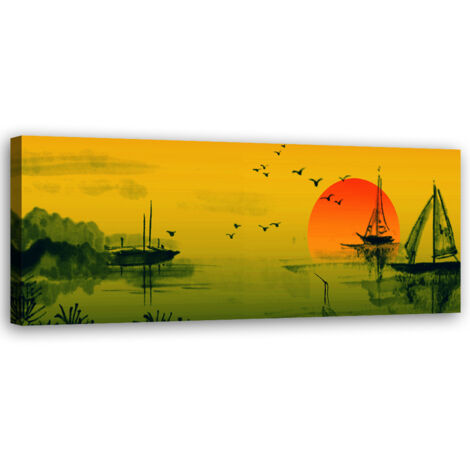 Tableau sur toile Coucher de soleil au Japon 90x30
