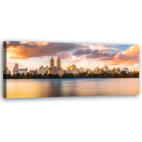 Tableau sur toile Coucher de soleil sur la ville 90x30
