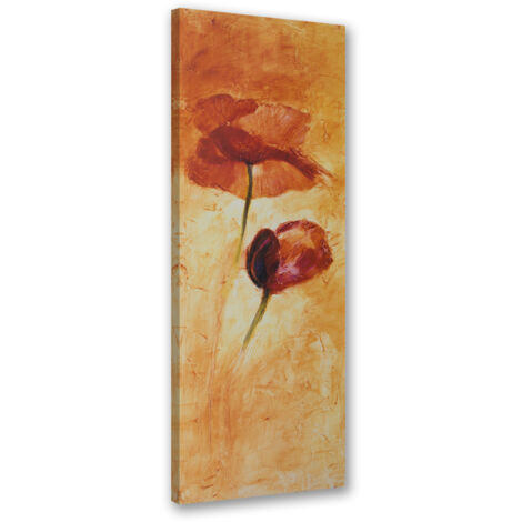 Tableau sur toile Deux fleurs de coquelicot peintes 30x90