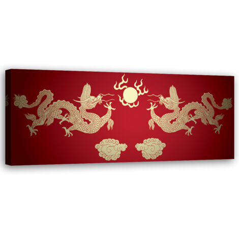 Tableau sur toile Dragon oriental 90x30