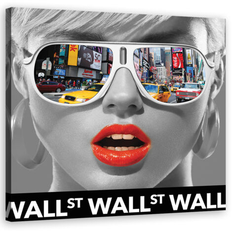 Tableau sur toile Femme à lunettes Wall street 30x30