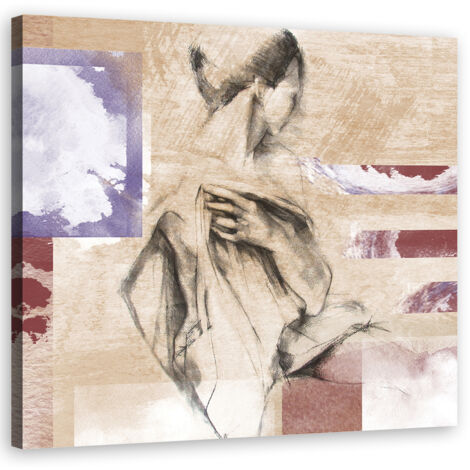 Tableau sur toile Femme abstraite Beige 60x60