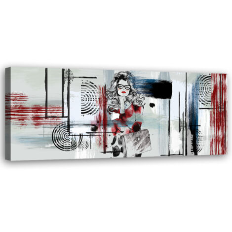 Tableau sur toile Femme avec lunettes abstrait 90x30